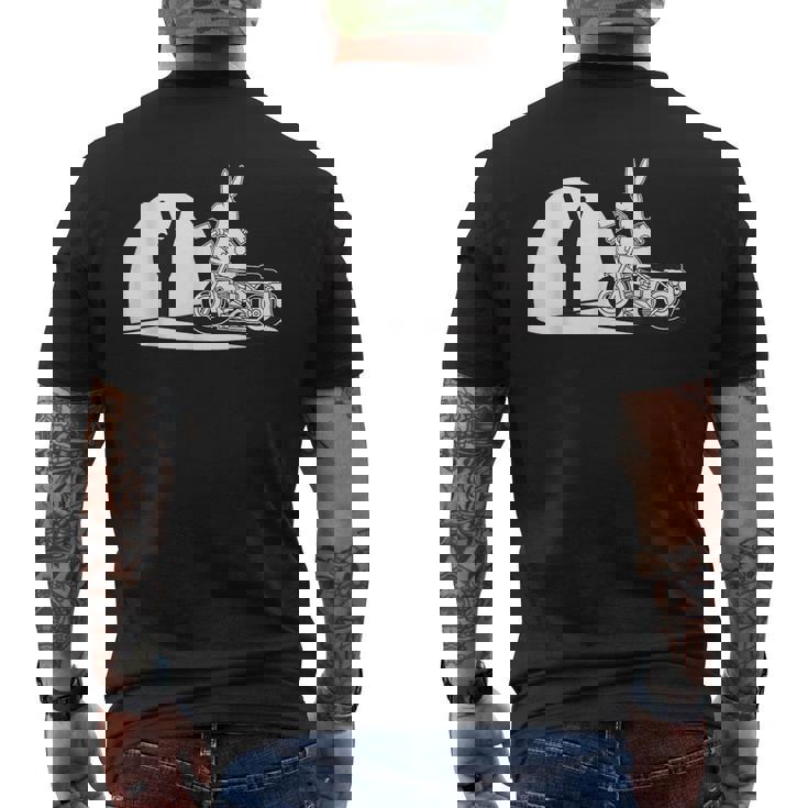 Salut Motard Humour Ombre Chinoise Lapin Main Moto Vintage T-shirt imprimé au dos
