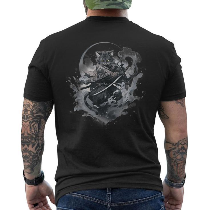 Samurai Cat Anime Japanese Ninja Warrior Aesthetic Cute V05 Men's T-shirt Back Print