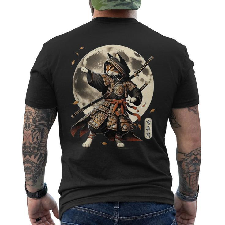 Samurai Cat Ninja Aesthetic Japanese Katana Tokyo Culture Men's T-shirt Back Print