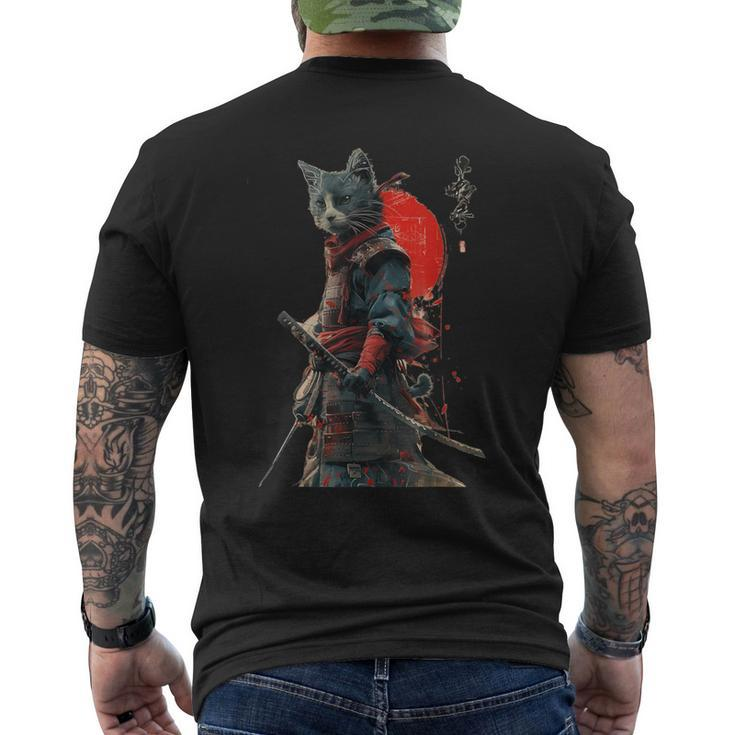 Samurai Cat Vintage Japanese Japan Men's T-shirt Back Print