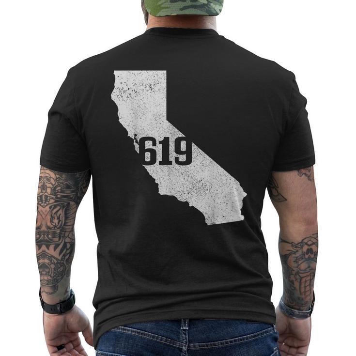 San Diego 619 Area Code California State Map Pride Vintage Men's T-shirt Back Print