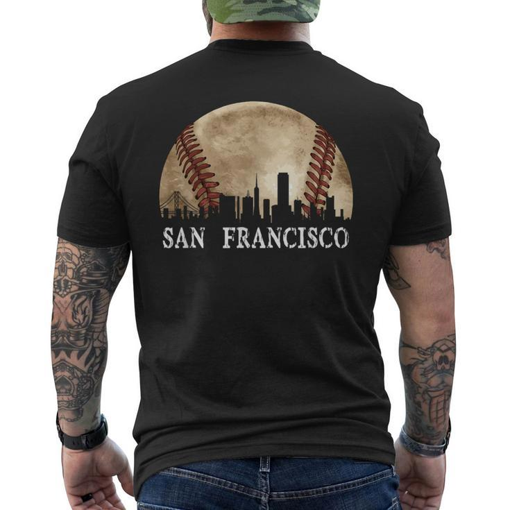 San Francisco Skyline City Vintage Baseball Lover Men's T-shirt Back Print