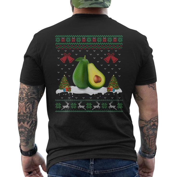 Santa Hat Avocado Fruit Xmas Lighting Ugly Avocado Christmas Mens Back Print T-shirt