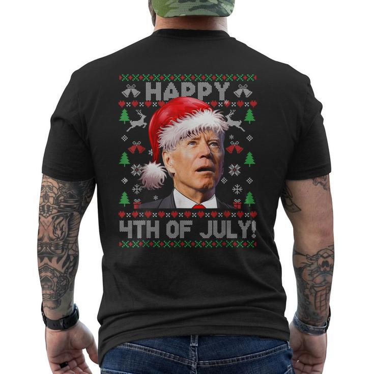 Santa Joe Biden Happy 4Th Of July Ugly Christmas Sweater V3 Mens Back Print T-shirt