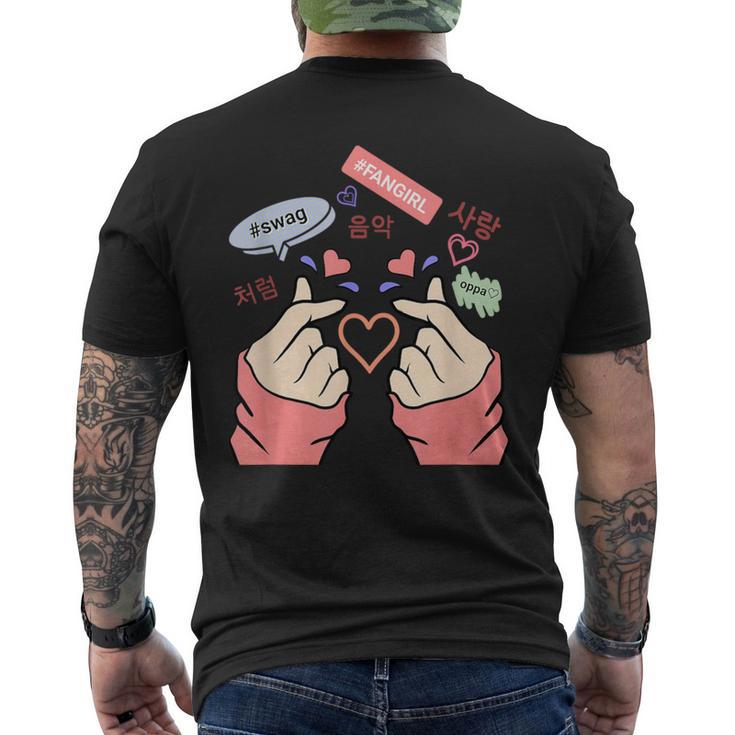 Saranghae Kpop Finger Heart Para Niñas Kpop Fan Camiseta Hombre Estampado Espalda
