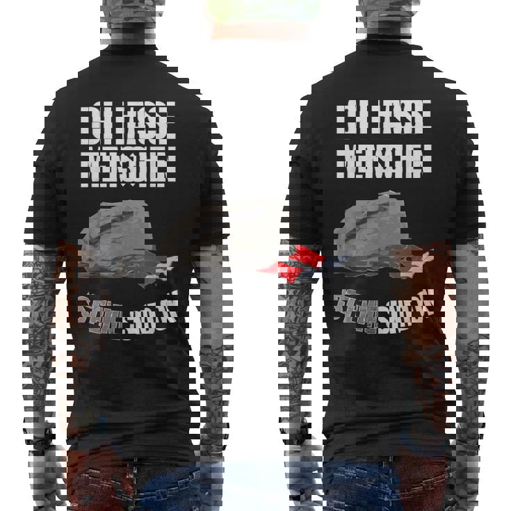 Sarcasmus Slogan Ich Hasse Menschen S Black T-Shirt mit Rückendruck