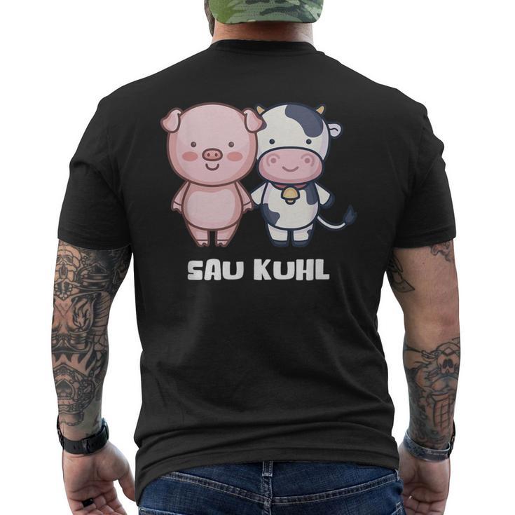 Sau Kuhl Pig Cow Farmers Wortwitz Animals S T-Shirt mit Rückendruck