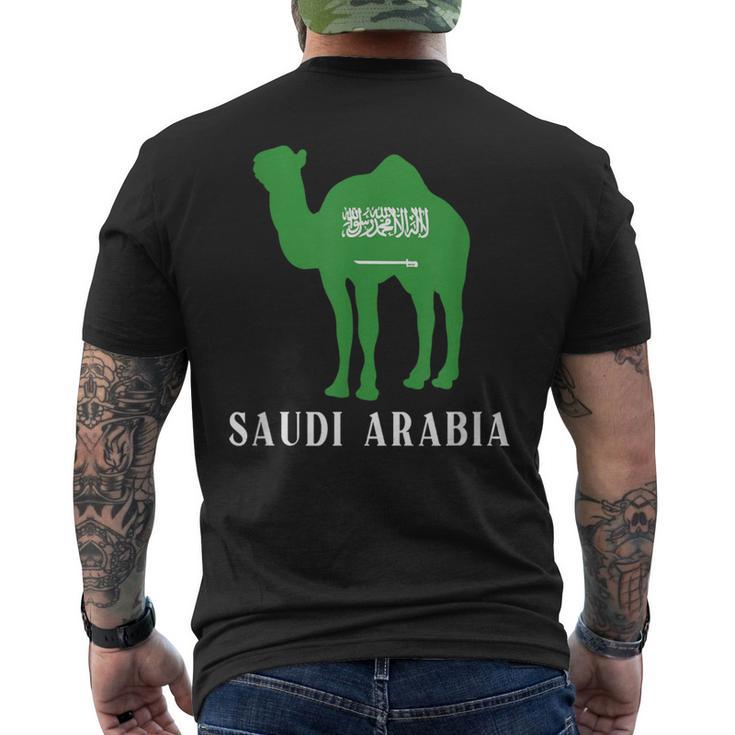 Saudi Arabia Flag Camel Saudi Arabian Travel Men's T-shirt Back Print