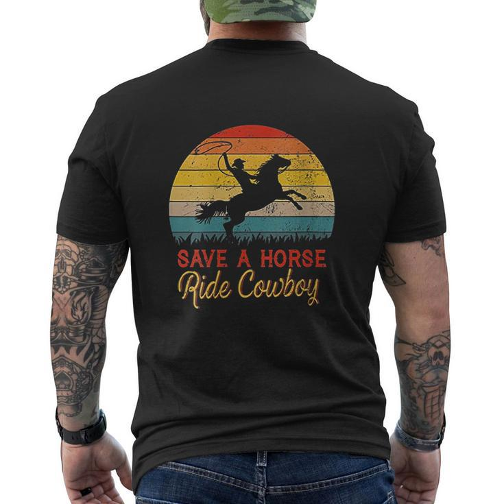 Save A Horse Ride Cowboy Vintage Cowboy Mens Back Print T-shirt