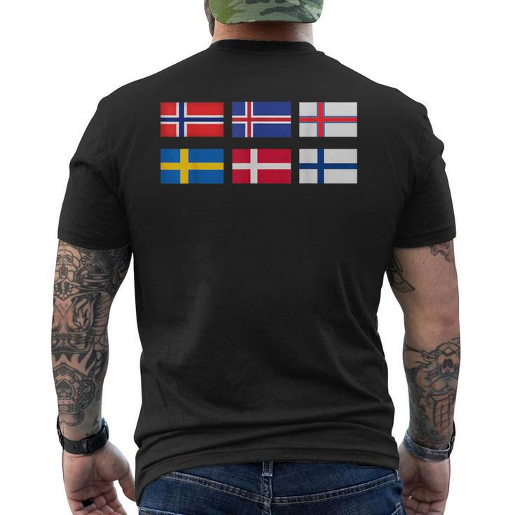 Scandinavia Flag The Nordic Country's Flag Northern Europe Men's T-shirt Back Print