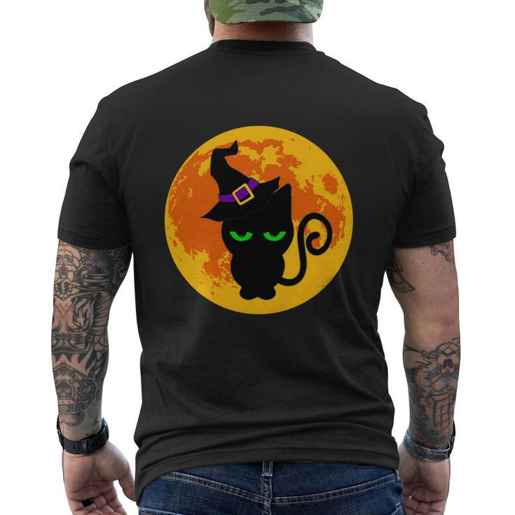 Scary Black Cat Costume Witch Hat Amp Moon Graphics Halloween Quote Mens Back Print T-shirt