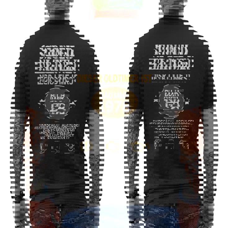 Schonend Behandeln Oldtimer Year Of Manufacture 1978 Born Birthday T-Shirt mit Rückendruck