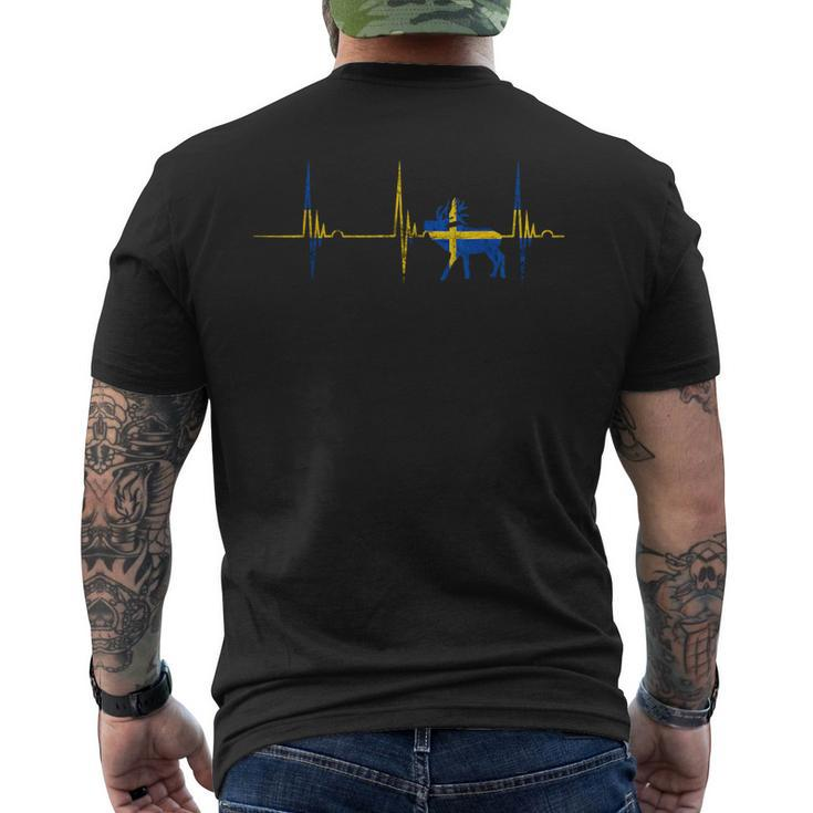 Schweden Schwedischer Elch Jäger Herzschlag Ekg Puls Sverige T-Shirt mit Rückendruck