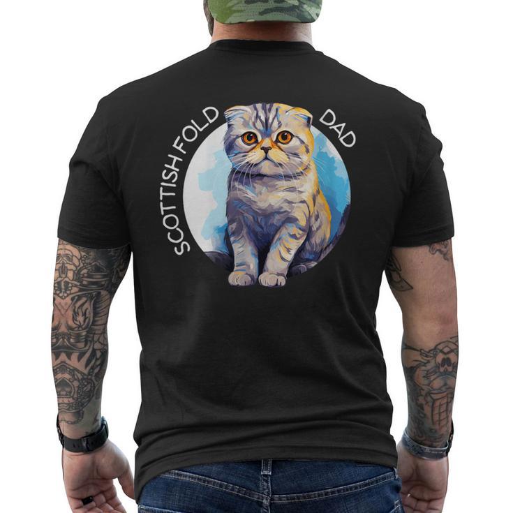 Scottish Fold Katzen Papa Cat Dad Daddy Haustier Freund Mit-Ausschnitt T-Shirt mit Rückendruck