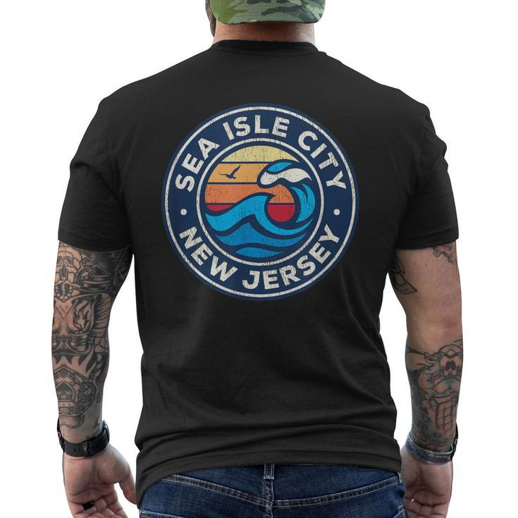 Sea Isle City New Jersey Nj Vintage Nautical Waves Men's T-shirt Back Print