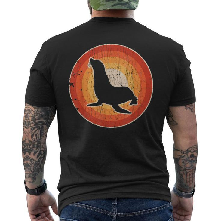 Sea Lion Retro Vintage 60S 70S Sunset Seal Animal Lovers Men's T-shirt Back Print