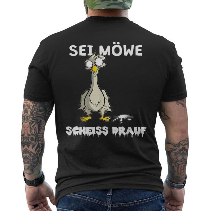 Sei Seagull Scheiss Drauf German Language T-Shirt mit Rückendruck
