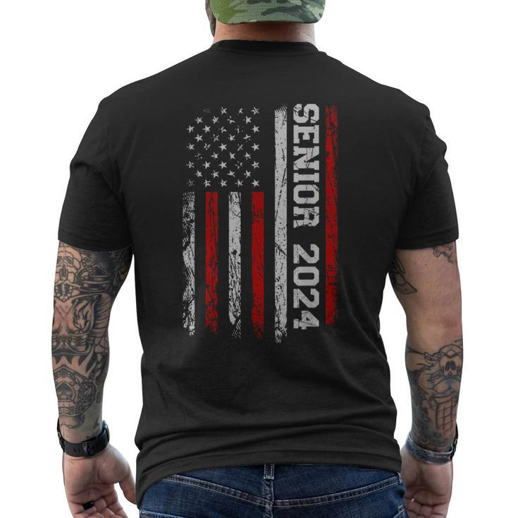 Senior 2024 American Flag Usa Graduation Class Of 2024 Men's T-shirt Back Print
