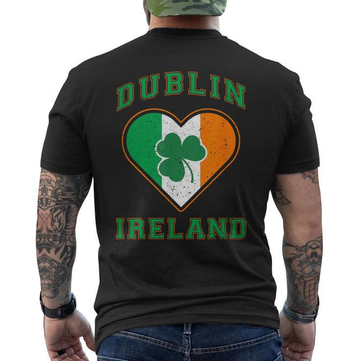 Shamrock Clover In Dublin Ireland Flag In Heart Shaped Men's T-shirt Back Print