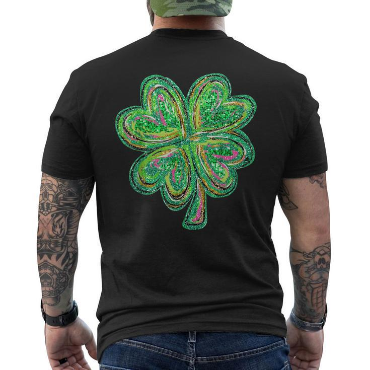 Shamrock Sequins Effect Clover Happy St Patrick's Day Womens Men's T-shirt Back Print