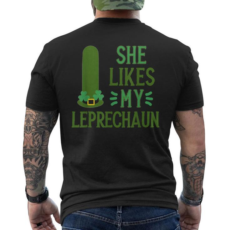 She Likes My Leprechaun St Patrick's Couple Men's T-shirt Back Print
