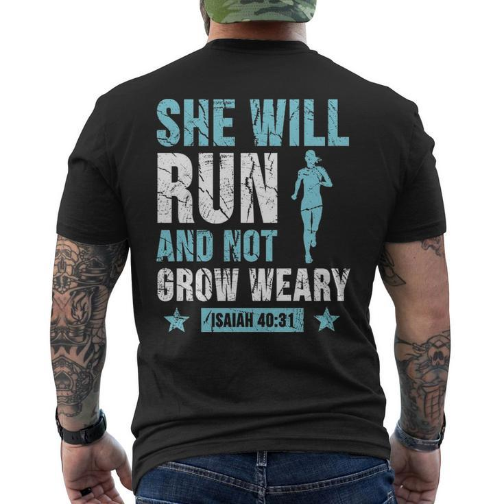 She Will Run And Not Grow Weary Isaiah Men's T-shirt Back Print