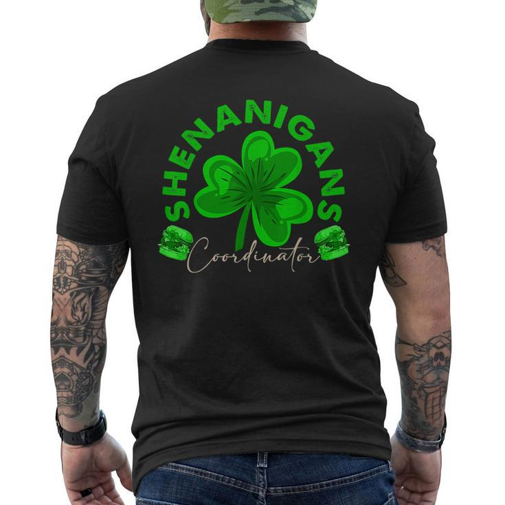 Shenanigans Coordinator St Patrick's Day Clovers Hamburgers Men's T-shirt Back Print