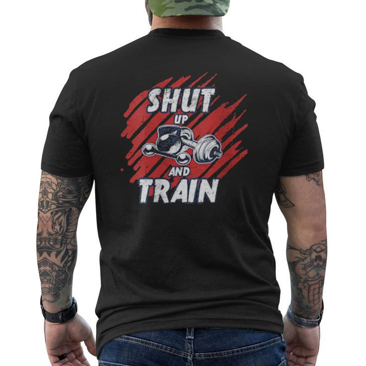 Shut Up And Train Inspirational Workout Gym Quote  Mens Back Print T-shirt