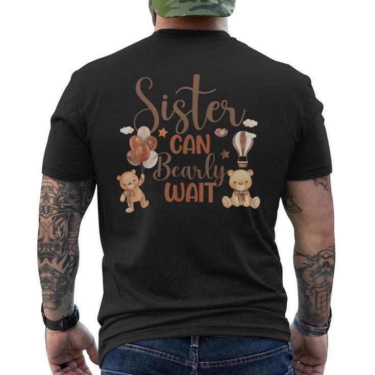 Sister Can Bearly Wait Bear Gender Neutral Boy Baby Shower Men's T-shirt Back Print