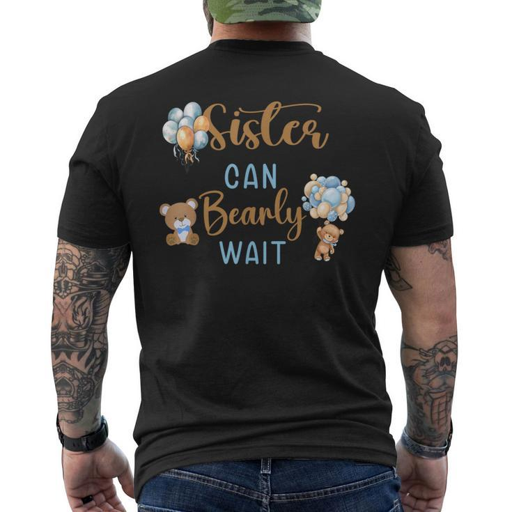 Sister Can Bearly Wait Gender Neutral Baby Shower Matching Men's T-shirt Back Print