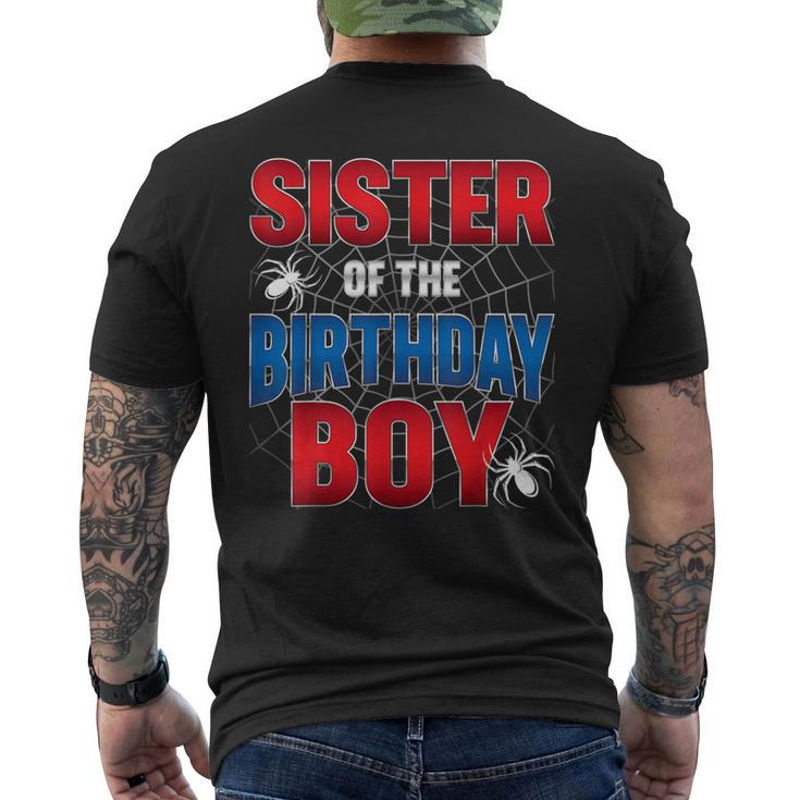 Sister Of The Birthday Boy Costume Spider Web Birthday Party Men's T-shirt Back Print