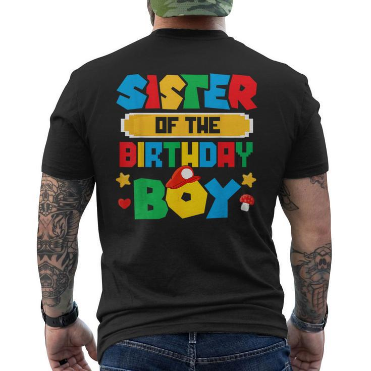 Sister Of The Birthday Boy Game Gaming Family Matching Men's T-shirt Back Print