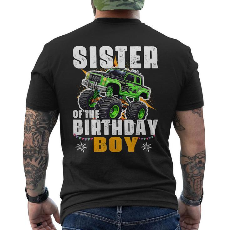 Sister Of The Birthday Boy Monster Truck Birthday Family Men's T-shirt Back Print