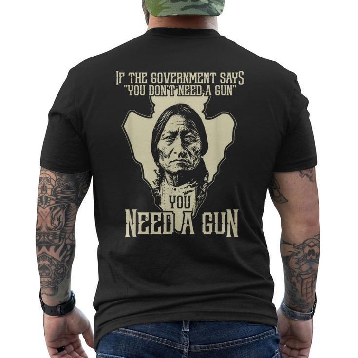 Sitting Bull Chief Gun Retro Arrow Head Men's T-shirt Back Print