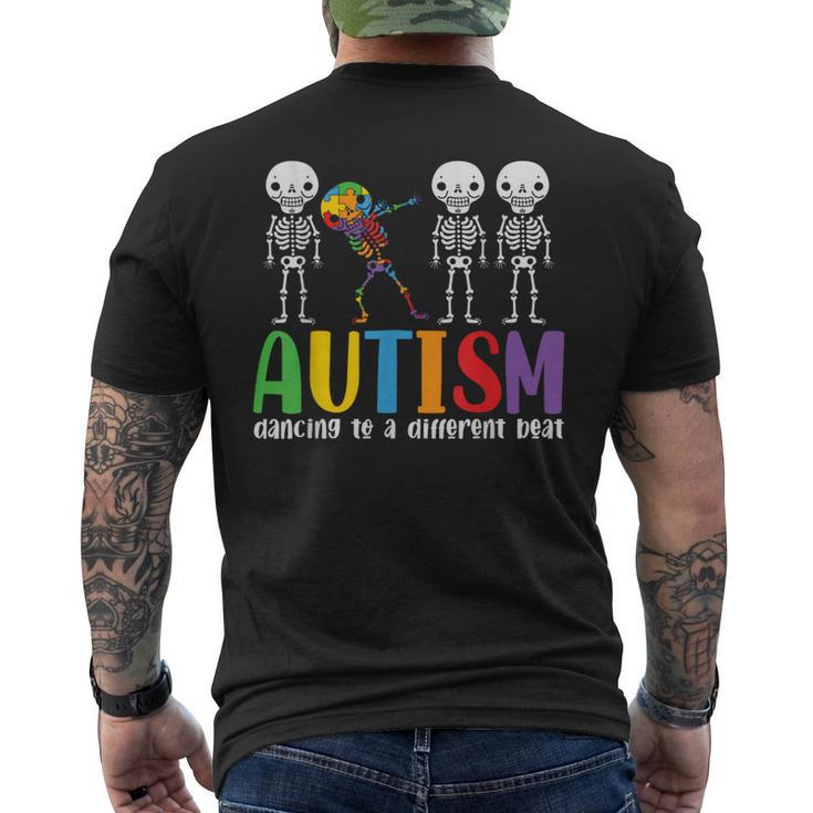 Skeleton Dancing To A Different Beat Autism Awareness Men's T-shirt Back Print