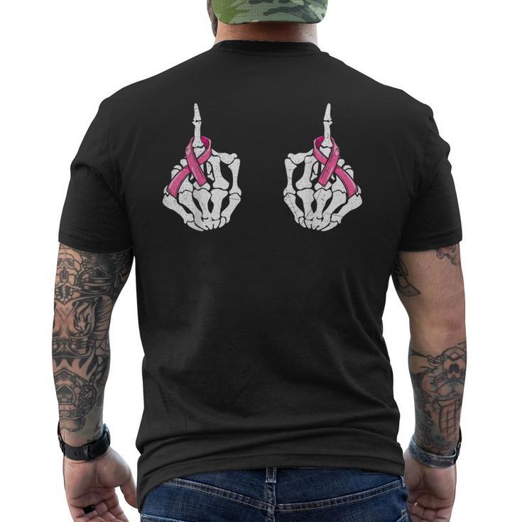 Skeleton Hand Fuck Cancer Pink Breast Cancer Awareness Men's T-shirt Back Print