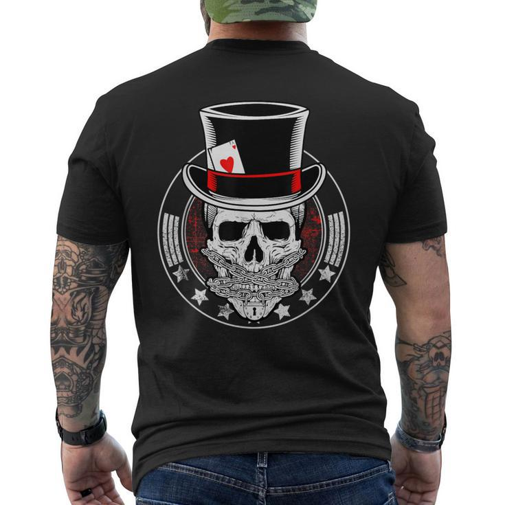 Skull Poker Ace Of Hearts Casino Gambling Card Player Men's T-shirt Back Print