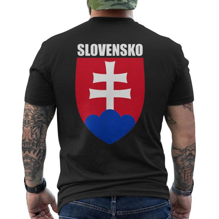 Slovensko Slovakian Coat Of Arms Souvenir Slovak Republic Men's T-shirt Back Print