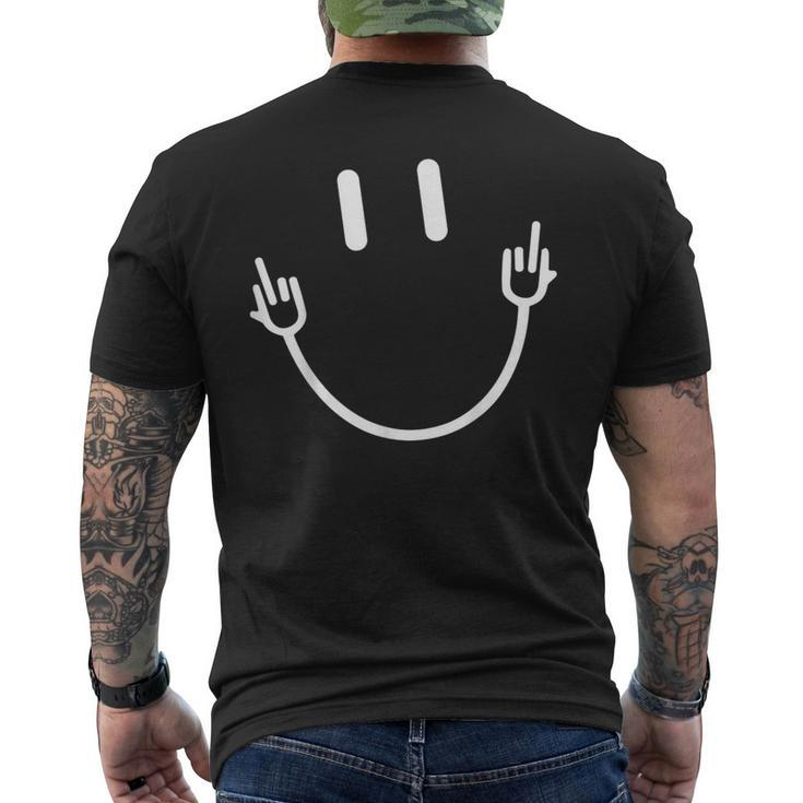 Smile Face Middle Finger Sarcasm Meme Quote Men's T-shirt Back Print