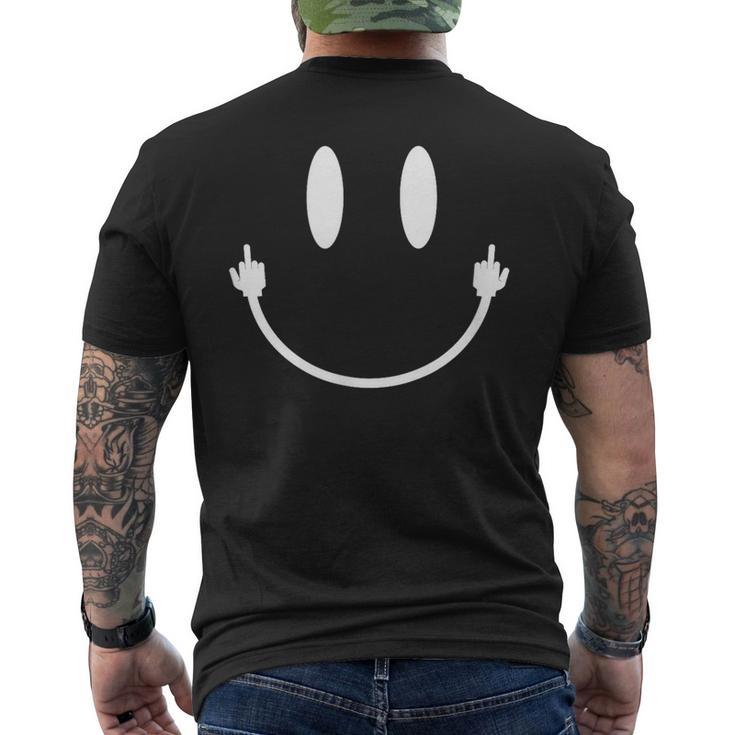 Smile Face Middle Finger Hand Sarcasm Meme Smile Face Men's T-shirt Back Print