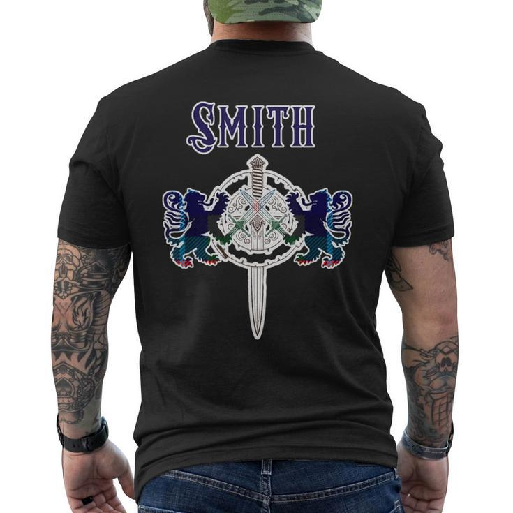Smith Scottish Clan Family Name Tartan Lion Sword Men's T-shirt Back Print