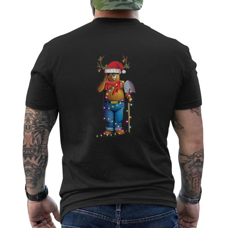 Smokey Bear Santa Reindeer Christmas Light Shirt Mens Back Print T-shirt