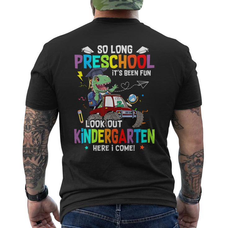 So Long Pre K It's Been Fun Look Out Kindergarten Dinosaur Men's T-shirt Back Print