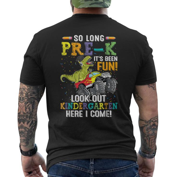 So Long Pre-K Kindergarten Here I Come Dinosaur Graduation Men's T-shirt Back Print
