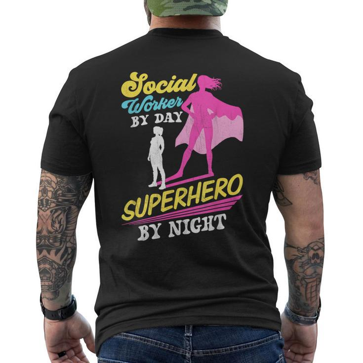 Social Worker By Day Superhero By Night Work Job Social Men's T-shirt Back Print