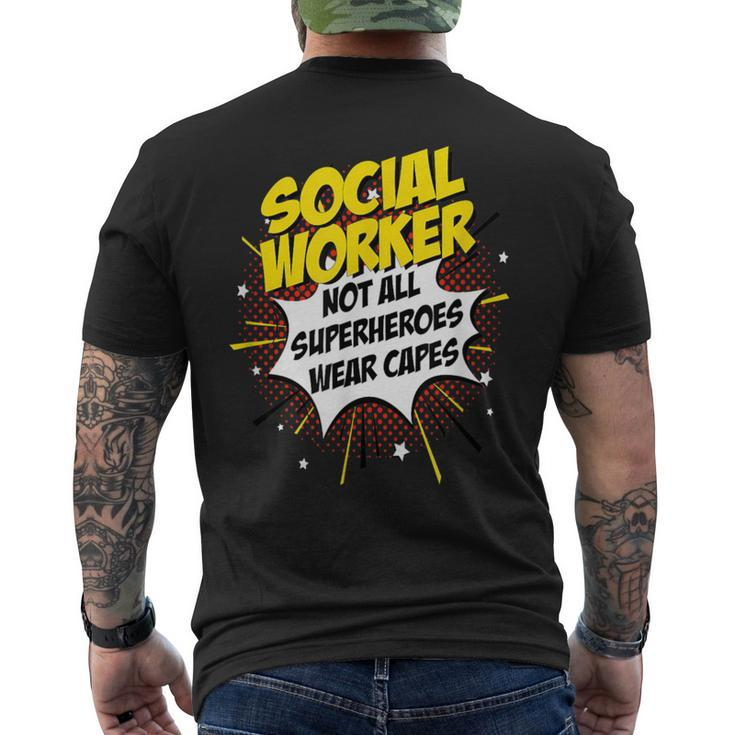 Social Worker Superhero Product Comic Idea Men's T-shirt Back Print