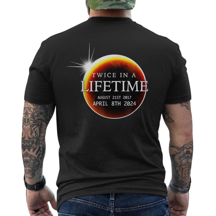 Solar Eclipse 040824 Twice In A Lifetime Moon Phases Men's T-shirt Back Print