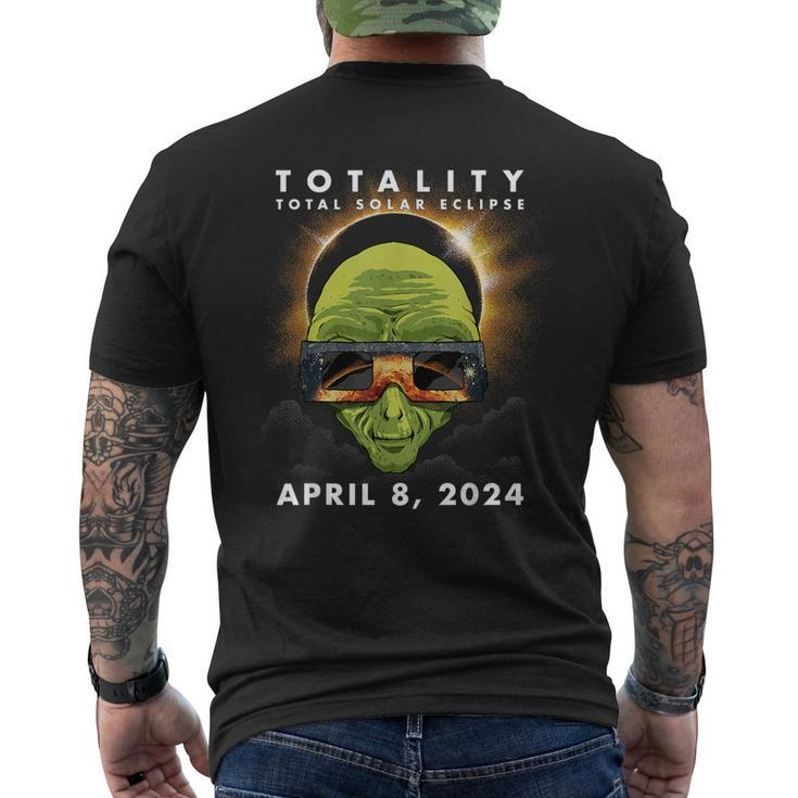 Solar Eclipse 2024 Alien Wearing Eclipse Glasses Men's T-shirt Back Print