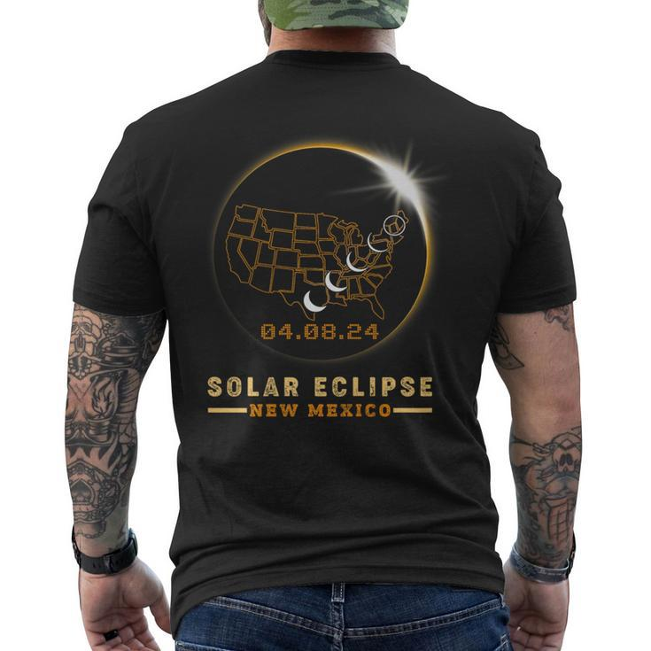 Solar Eclipse 2024 America Totality Total New Mexico Usa Map Men's T-shirt Back Print