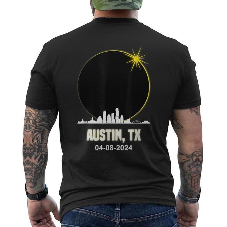 Solar Eclipse 2024 Austin Skyline Texas Total Solar Eclipse Men's T-shirt Back Print